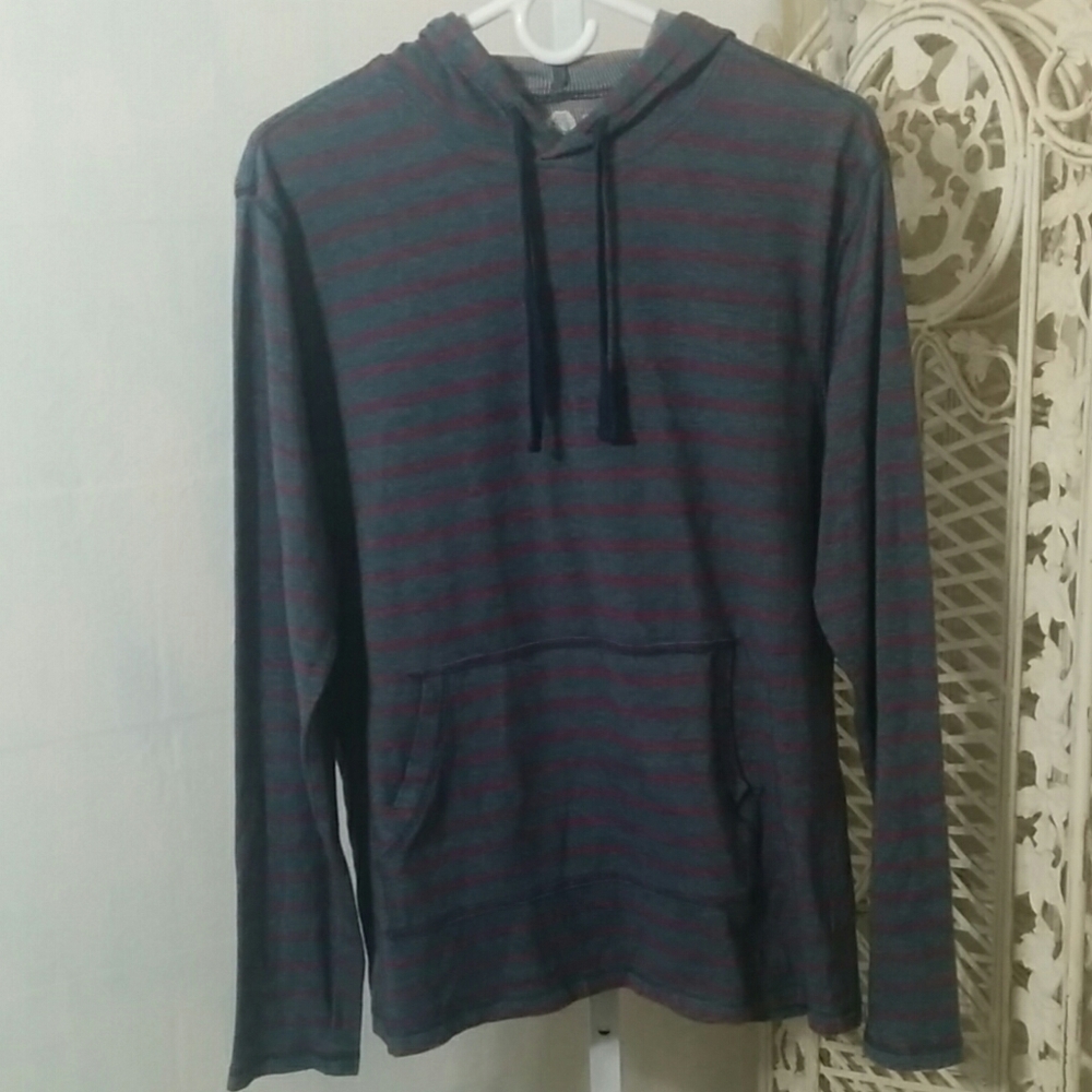 American Rag Cie Hoodie Striped Blue Red Med